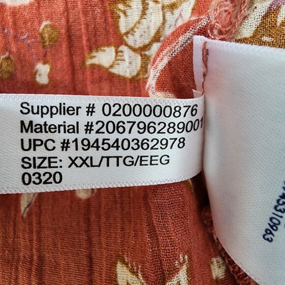 Chaps Top Blouse Womens XXL Peasant Cottage Core Boho Floral Squareneck Sheer - Picture 12 of 12